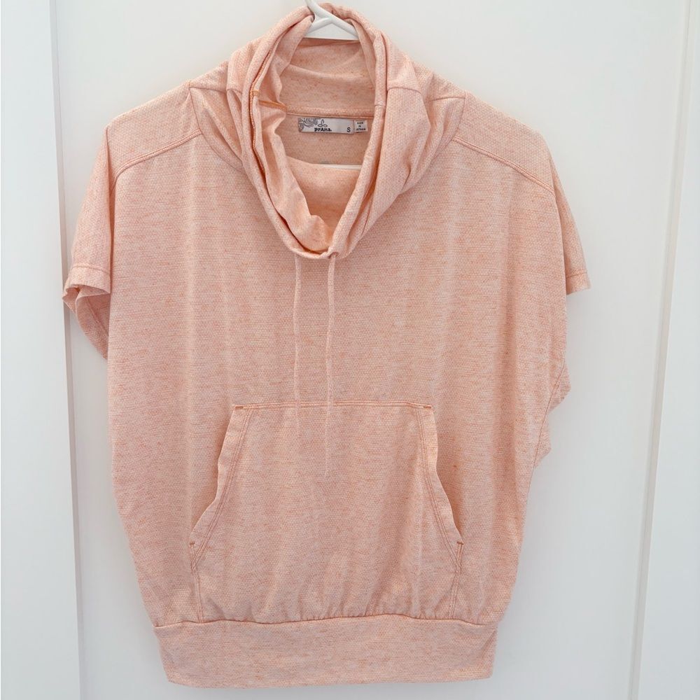 Prana Peach Heather Cowl Neck Hoodie Pullover Athleisure Yoga Top size S